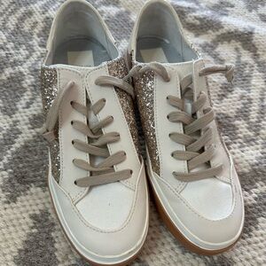 Dolce Vita White and Gold Glitter Sneakers